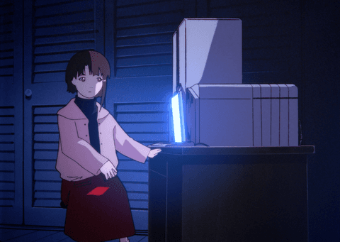 Lain using her computer